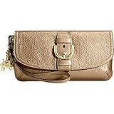 AUTHENTIC COACH SOHO ANTIQUE LEATHER GOLD CLUTCH 42048