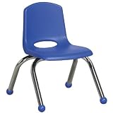 10" School Stack Chair With Chrome Legs Color: Blue, Glide: Ball Glide