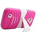 AIMO Rugged Wave Armor Case w/ Built-in Kickstand for ZTE Majesty Z796c [Straight Talk] - (White / Hot Pink)