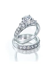 Bling Jewelry .925 Sterling Silver 4-Prong Round Cz Engagement Wedding Ring... by 