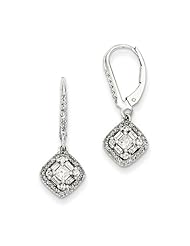 14k White Gold Diamond Leverback Earrings