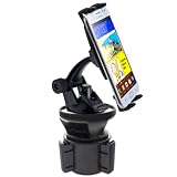 ChargerCity Exclusive Apple iphone 5 4S 4 3GS Samsung Galaxy S S1 S2 S3 S4 Note I II HTC ONE X Google Nexus 4 5 Motorola Droid DNA Smartphone (4" to 5.3" Viewing Screen Phones) Cup Holder Mount Kit with Spring Lock Cradle Holder, Fully Adjustable Suction Mount & Custom Fitting Cup Holder attachment