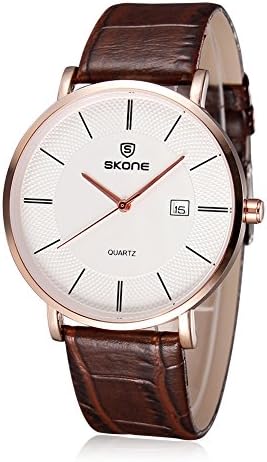 Fashion Elegant Leather Watch with Calendar for Male Female (Coffee)
