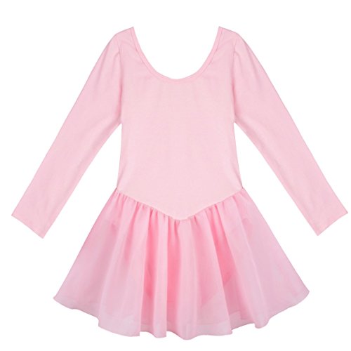 FEESHOW Child Girls Long Sleeve Gymnastic Ballet Leotard Dance Dress