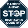 Seattle Seahawks Plastic Stop Sign "Danger Ahead Seahawks Country"