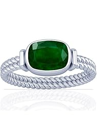 Platinum Cushion Cut Emerald Solitaire Ring