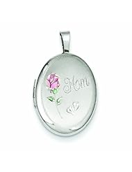 Genuine .925 Sterling Silver Mom Enamel Flower 19mm Oval Locket 2.7 Grams. 100% Satisfaction Guaranteed.