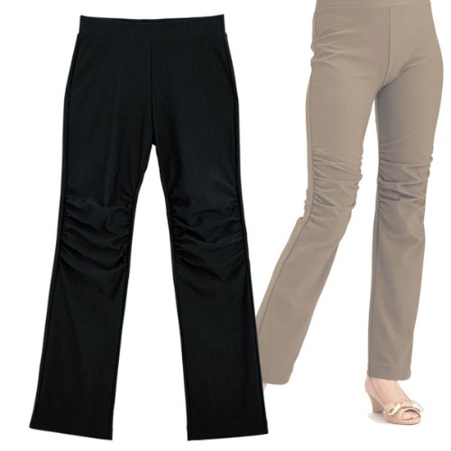 レディース ストレッチ のびのび美脚パンツ ブラック