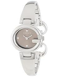 Gucci Womens YA134506 Guccissima Fashion Bangle Brown Diamond Marker Dial Watch