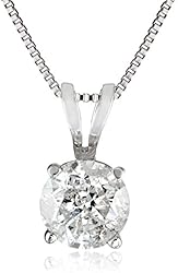 14k Gold Diamond (1/2 cttw) Solitaire Pendant Necklace, 18"