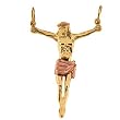 14K Two-Tone Gold Crucifix Pendant - 34.50x25.00mm