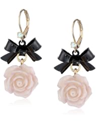 Betsey Johnson "Fabulous Flowers" Flower and Bow Drop Earrings