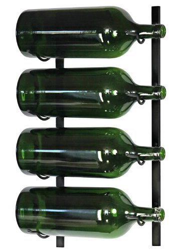 See Large Format Bottle Metal Hanging Wall Mounted Wine Rack (Black)