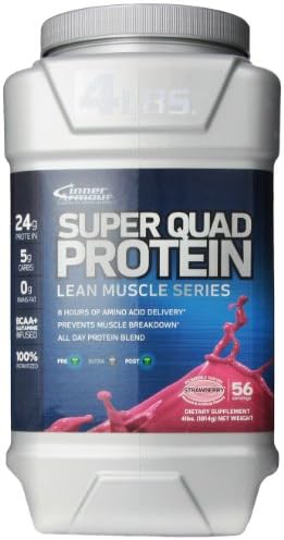 Inner Armour Super Quad Protein Supplement, Strawberry, 4 Pound