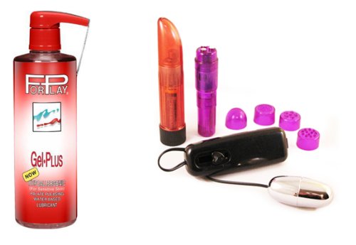 Forplay Gel Plus 19 Oz (Red) Multi-Product Value Bundle - Sex Toy Kit