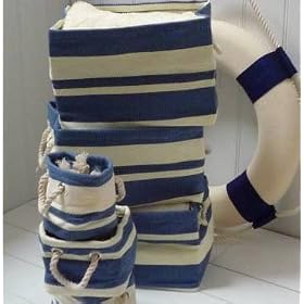 Set 6 Blue Small Nautical Storage Bags