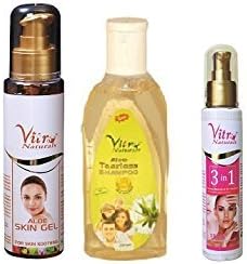 Vitro Naturals Aloe Skin Gel 100 gm, Aloe Tearless Shampoo 200 ml ,3 In1 Fairness Moisturizer 100 ml Combo Pack