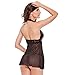 Papaya Wear Mesh Babydoll Chemise Lace Halter Top Lingerie Set