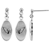 Team Titanium Arizona Cardinals Steel Earrings with Cubic Zirconia Accent