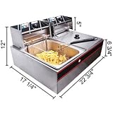 Enjoyable Delicious Dual Basket Stainless Steel Electric Countertop Deep Fryer Maker Equipment Device Facility Tool Kit Set Instrument