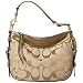 Coach Zoe Linen Lurex Sig. handbag tote shoulder Light Khaki/gold