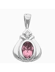 14K White Gold Oval Cut Pink Sapphire and Diamond Pendant -- LIFETIME WARRANTY