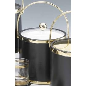 Kraftware 50065 Sophisticates Black with Polished Brass 3 Qt Ice Bucket with Bale Handle,... by Kraftware