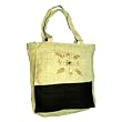 EXP Handcrafted Hemp Purse With Beaded Floral Design, Black & Beige