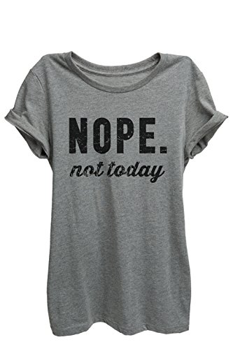 Nope Not Today Relaxed T-Shirt Tee - Women - Deep Heather Grey - Medium