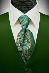 Tuxedo Vest - Solid Satin Hunter with Coordinating Tapestry Tie