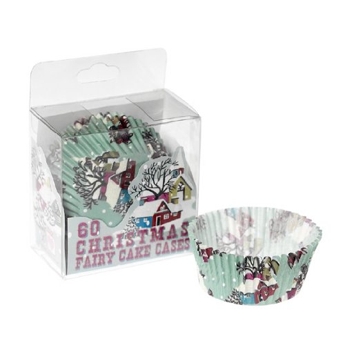 60 Cake Cases Vintage Christmas