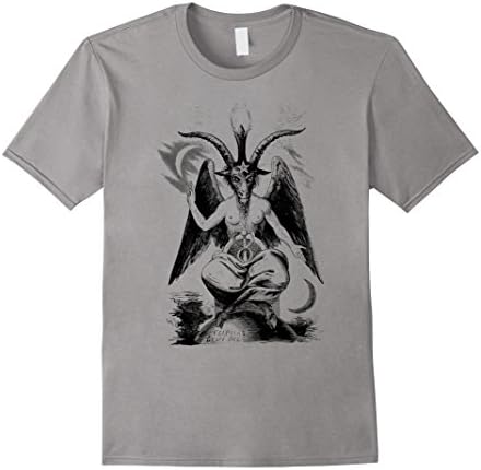 Men's Baphomet T-Shirt. Sigil of Baphomet Goat Head Satan Tee Medium Slate