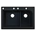 Transolid RTDJ3322-09-CABE Granite Double-Bowl Kitchen Sink, 33" x 22" x 9", Black