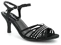 Platino "Tia" Ladies Diamante Strappy Sandals - Black