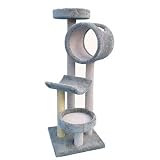 66" Bed, Cradle and Tunnel Cat Tree Parts Color: Light Grey, Poles Color: Tan