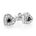 Sterling Silver Black White Round Cut Diamond Stud title=