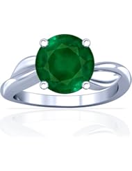 Platinum Round Cut Emerald Solitaire Ring
