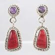 Santa Fe Style Sterling Silver Earrings with Spiny Oyster, #9737