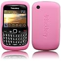 OLIVIASPHONES 8520 CURVE BLACKBERRY PINK SOFT SILICONE SKIN COVER CASE AND SCREEN PROTECTOR