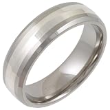 Titanium TI42-7 Silver Inlay Ring