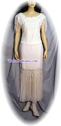 Fringed Rose Lace Skirt, White