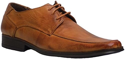 Don Marco Men's 22707 Brown Leather Lace Up Oxford Dress Shoes (8 M, Light Brown)