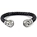 Jewelry Mens Leather Stainless Steel Skull Bracelet, Skull Charms Cuff Bangle