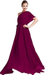 Draped One Shoulder   Ball Gown Maxi Dress  With a Sash 