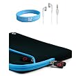 Apple iPad Glove Neoprene Black-Blue Case + White Headset for iPad + Wristband Apple iPad Glove Neoprene Black-Blue Case + White Headset for iPad + Wristband