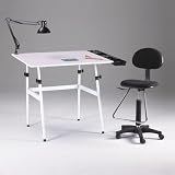 Berkeley 4 Pieces Combo 30' x 42" Set with Drafting Chair Color: White with White Top and Black Drafting Chair