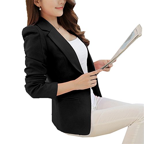 MIKTY Casual Work Office Blazer One Button Jacket for Women and Juniors