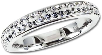 Ashley Arthur .925 Silver White Crystal Stackable Band Size 6 Made with Swarovski Elements