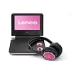 Lenco DVP-733-P Portable DVD Player with DJ Headphones and Car Kit - Pink