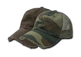 by DECKY 2in1 Combo 2pk Camouflage CHOCOLATE with WOODLAND Vintage Washed Adjustable Mesh Trucker Baseball Cap Hat